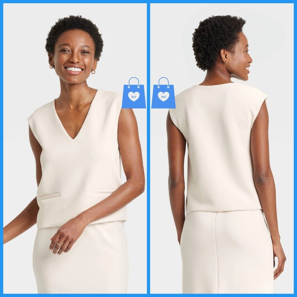 XL - Womens Sandwash Vest - A New Day - Cream
